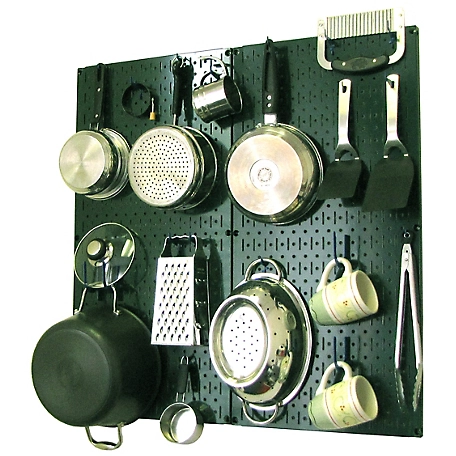 Wall Control Industrial Metal Pegboard Kitchen Organizer Kit, 32 in. x 32 in., Green/Blue
