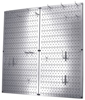 Image showing  Industrial Metal Pegboard Kitchen Organizer Kit, 32 in. x 32 in., Galvanized Steel/White