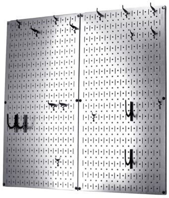 Image showing  Industrial Metal Pegboard Kitchen Organizer Kit, 32 in. x 32 in., Galvanized Steel/Black
