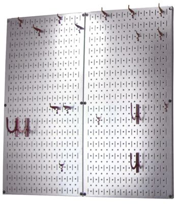 Image showing  Industrial Metal Pegboard Kitchen Organizer Kit, 32 in. x 32 in., Galvanized Steel/Red