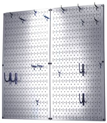 Image showing  Industrial Metal Pegboard Kitchen Organizer Kit, 32 in. x 32 in., Galvanized Steel/Blue