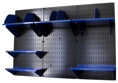 Image showing  Industrial Metal Pegboard Office Organizer Kit, 32 in. x 48 in., Black/Blue