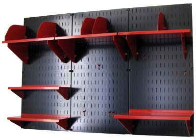 Image showing  Industrial Metal Pegboard Office Organizer Kit, 32 in. x 48 in., Black/Red