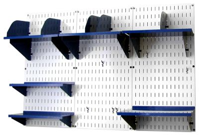 Image showing  Industrial Metal Pegboard Office Organizer Kit, 32 in. x 48 in., White/Blue