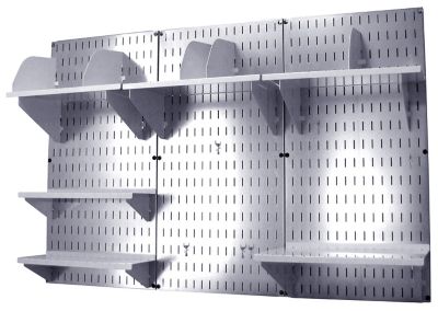 Image showing  Industrial Metal Pegboard Office Organizer Kit, 32 in. x 48 in., Galvanized Steel/White