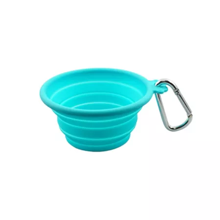 foufouBRANDS Collapsible Silicone Pet Travel Bowl Dishwasher Safe 0.88 Cup Teal Pack of 1 Single Dog Bowls