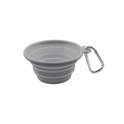 foufouBRANDS Collapsible Dishwasher Safe Silicone Travel Pet Bowl, 0.88 Cup, Grey, 1-Pack