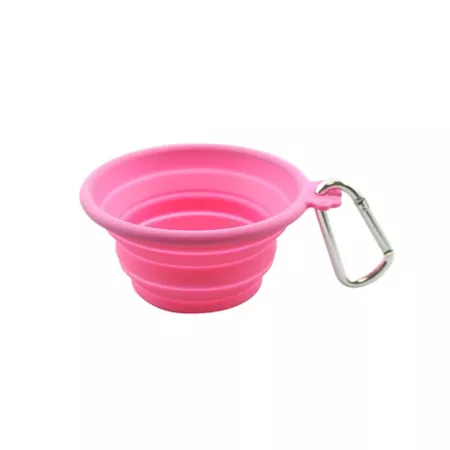 foufouBRANDS Collapsible Silicone Travel Bowl for Dogs and Cats Dishwasher Safe 3.3 Cups Medium Pink Pet Portable Water & Food Containers