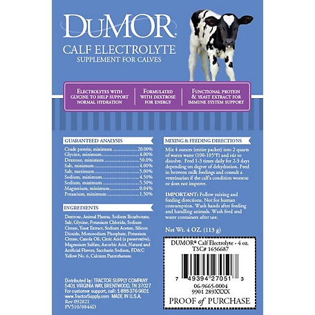 DuMOR Calf Electrolyte Supplement, 4 oz.