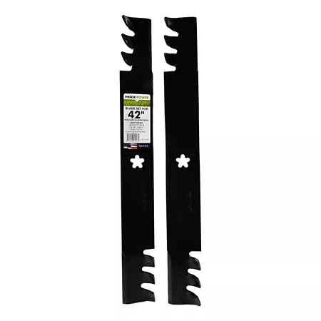 MaxPower 42 in Commercial Mulching Blade Set for Craftsman Husqvarna Poulan Mowers Replaces OEM 134149 138498 2 Pack Mower Blades