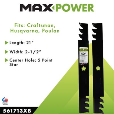 Image showing  42 in. Commercial Mulching Lawn Mower Blades Craftsman, Husqvarna and Poulan Mowers, 2 pk.