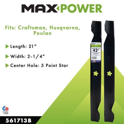 Image showing  42 in. Lawn Mower Blades for Craftsman, Husqvarna and Poulan Mowers, 2 pk.
