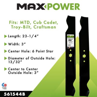 Image showing  46 in. Lawn Mower Blades for MTD, Cub Cadet, Troy-Bilt and Craftsman Mowers, 2-Pack
