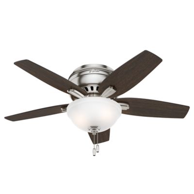 Hunter 42 in. Newsome Low-Profile Ceiling Fan with LED Light Kit and Pull Chain, Fresh White