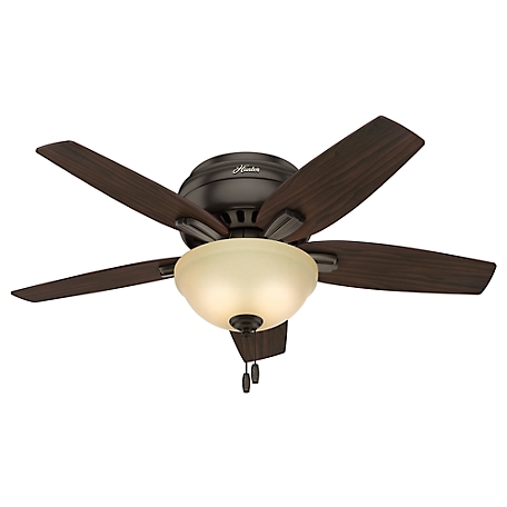 Hunter 42 in. Newsome Low-Profile Ceiling Fan with LED Light Kit and Pull Chain, Fresh White