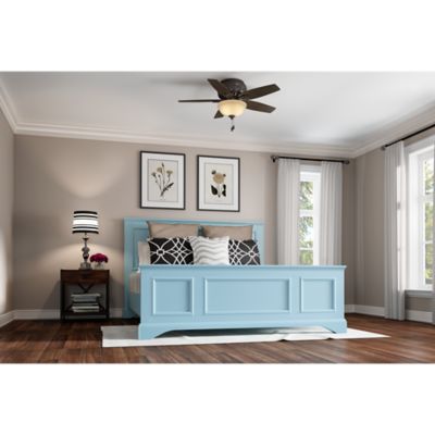 Image showing  42 in. 3-Speed Indoor Newsome Low-Profile Ceiling Fan with LED Light Kit and Pull Chain, Fresh White