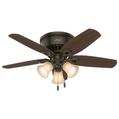 Hunter 42 in. Builder Low-Profile Ceiling Fan with LED Light Kit and Pull Chain, Brushed Nickel