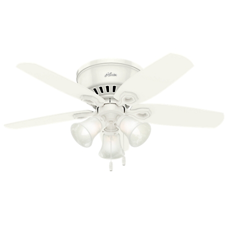 Hunter 42 in. Builder Low-Profile Ceiling Fan with LED Light Kit and Pull Chain, Brushed Nickel