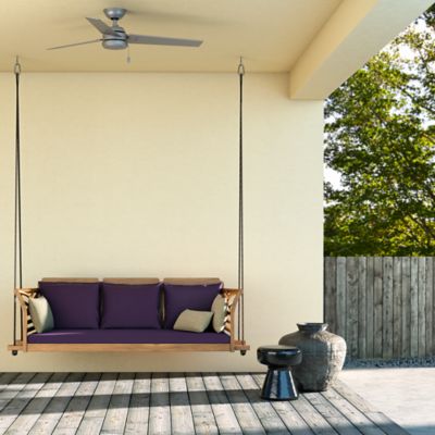 Image showing  52 in. 3-Speed Indoor/Outdoor Cassius Damp-Rated Ceiling Fan with Pull Chain, Matte Black