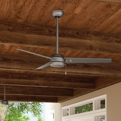 Image showing 5 th Hunter 52 in. 3-Speed Indoor/Outdoor Cassius Damp-Rated Ceiling Fan with Pull Chain, Matte Black