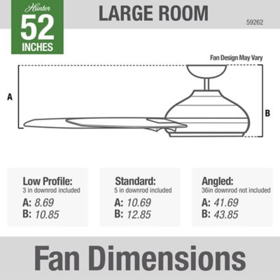 Image showing 7 th Hunter 52 in. 3-Speed Indoor/Outdoor Cassius Damp-Rated Ceiling Fan with Pull Chain, Matte Black