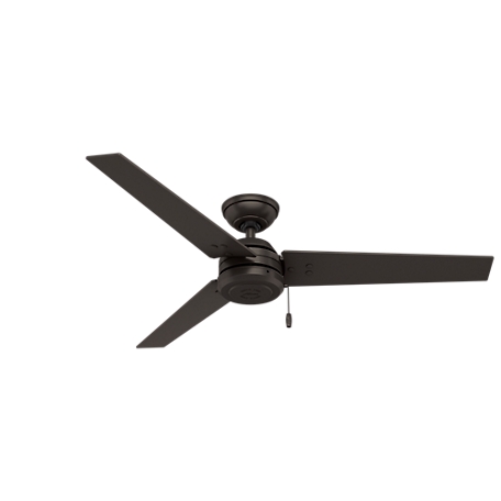 Hunter 52 in. Cassius Damp-Rated Ceiling Fan with Pull Chain, Matte Black