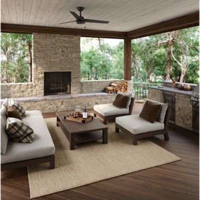 Image showing  52 in. 3-Speed Indoor/Outdoor Cassius Damp-Rated Ceiling Fan with Pull Chain, Matte Black