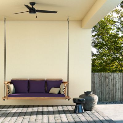 Image showing  52 in. 3-Speed Indoor/Outdoor Cassius Damp-Rated Ceiling Fan with Pull Chain, Matte Black