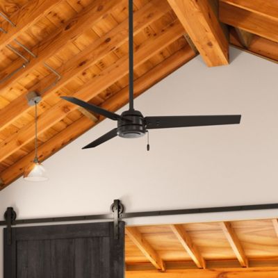 Image showing 5 th Hunter 52 in. 3-Speed Indoor/Outdoor Cassius Damp-Rated Ceiling Fan with Pull Chain, Matte Black