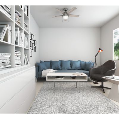Image showing  46 in. 3-Speed Indoor Anslee Ceiling Fan with LED Light Kit and Pull Chain, Fresh White