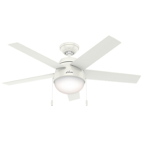 Hunter 46 in. Anslee Ceiling Fan with LED Light Kit and Pull Chain, Fresh White