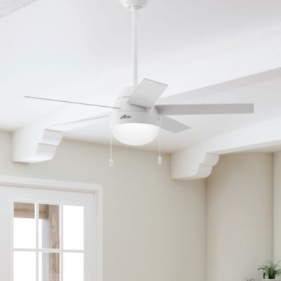 Image showing 5 th Hunter 46 in. 3-Speed Indoor Anslee Ceiling Fan with LED Light Kit and Pull Chain, Fresh White