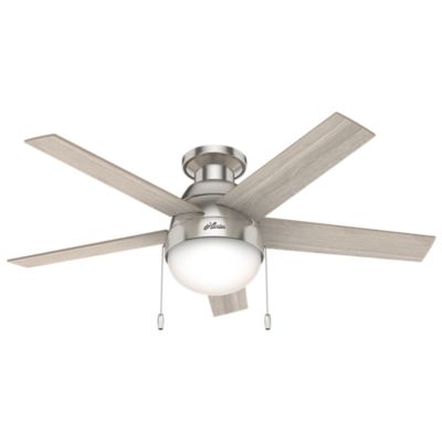 Hunter 46 in. Anslee Low-Profile Ceiling Fan with LED Light Kit with Pull Chain, Fresh White