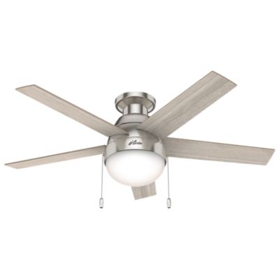 Hunter 46 in. 3-Speed Indoor Anslee Low-Profile Ceiling Fan with LED Light Kit with Pull Chain, Fresh White