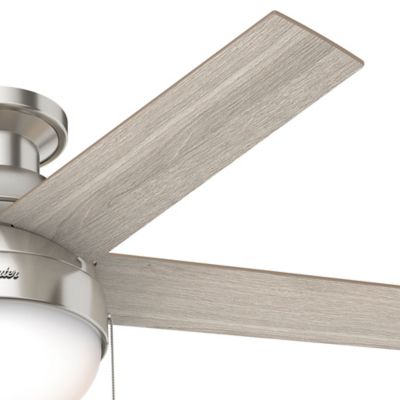Image showing  46 in. 3-Speed Indoor Anslee Low-Profile Ceiling Fan with LED Light Kit with Pull Chain, Fresh White