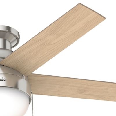 Image showing  46 in. 3-Speed Indoor Anslee Low-Profile Ceiling Fan with LED Light Kit with Pull Chain, Fresh White