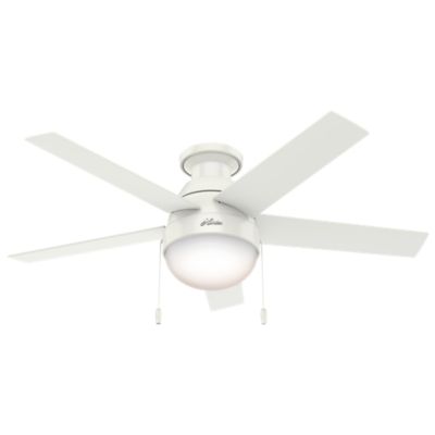 Hunter 46 in. 3-Speed Indoor Anslee Low-Profile Ceiling Fan with LED Light Kit with Pull Chain, Fresh White