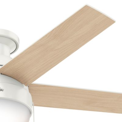 Image showing  46 in. 3-Speed Indoor Anslee Low-Profile Ceiling Fan with LED Light Kit with Pull Chain, Fresh White