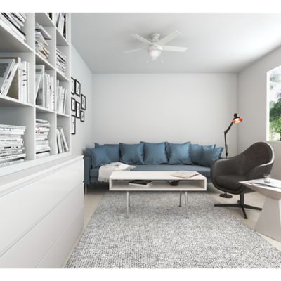 Image showing  46 in. 3-Speed Indoor Anslee Low-Profile Ceiling Fan with LED Light Kit with Pull Chain, Fresh White