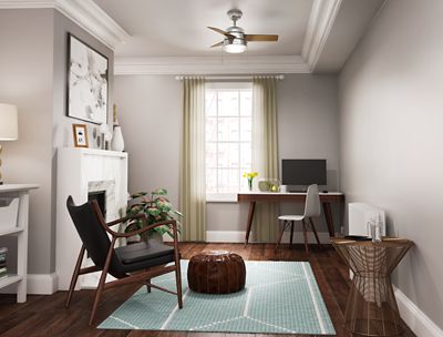 Image showing  36 in. 3-Speed Indoor Aker Ceiling Fan with LED Light Kit and Pull Chain, Fresh White