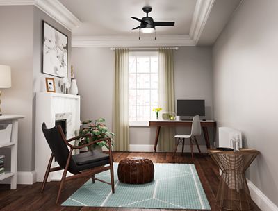 Image showing  36 in. 3-Speed Indoor Aker Ceiling Fan with LED Light Kit and Pull Chain, Fresh White