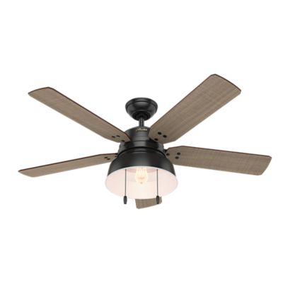 Hunter 52 in. Mill Valley Damp-Rated Ceiling Fan with LED Light Kit and Pull Chain, Indigo Blue