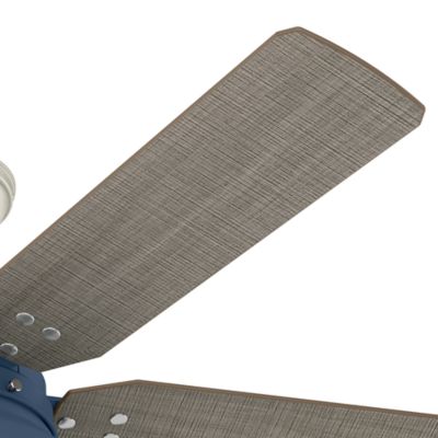 Image showing  52 in. 3-Speed Indoor/Outdoor Mill Valley Damp-Rated Ceiling Fan with LED Light Kit and Pull Chain, Indigo Blue