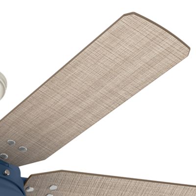 Image showing  52 in. 3-Speed Indoor/Outdoor Mill Valley Damp-Rated Ceiling Fan with LED Light Kit and Pull Chain, Indigo Blue