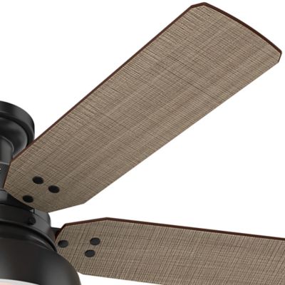 Image showing  52 in. 3-Speed Indoor/Outdoor Mill Valley Low-Profile Damp-Rated Ceiling Fan with LED Light Kit, Matte Silver