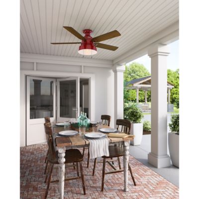 Image showing  52 in. 3-Speed Indoor/Outdoor Mill Valley Low-Profile Damp-Rated Ceiling Fan with LED Light Kit, Matte Silver