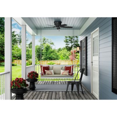 Image showing  48 in. 3-Speed Indoor/Outdoor Sea Wind Low-Profile Ceiling Fan with Pull Chain, White