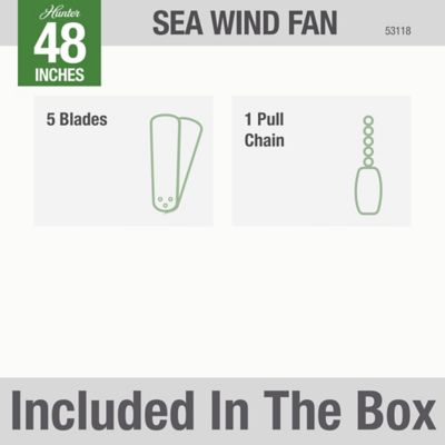 Image showing 7 th Hunter 48 in. 3-Speed Indoor/Outdoor Sea Wind Low-Profile Ceiling Fan with Pull Chain, White