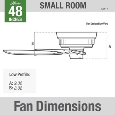 Image showing 8 th Hunter 48 in. 3-Speed Indoor/Outdoor Sea Wind Low-Profile Ceiling Fan with Pull Chain, White