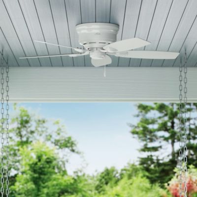 Image showing 5 th Hunter 48 in. 3-Speed Indoor/Outdoor Sea Wind Low-Profile Ceiling Fan with Pull Chain, White